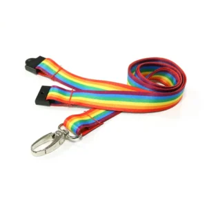 Recycled Rainbow Lanyards with Metal Lobster Clip