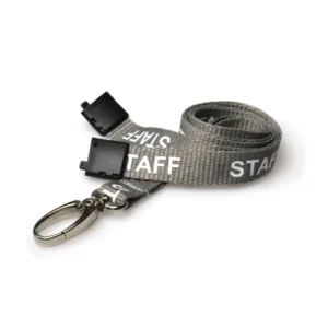 Recycled Staff Grey Pre-Printed Lanyards with Metal Lobster Clip